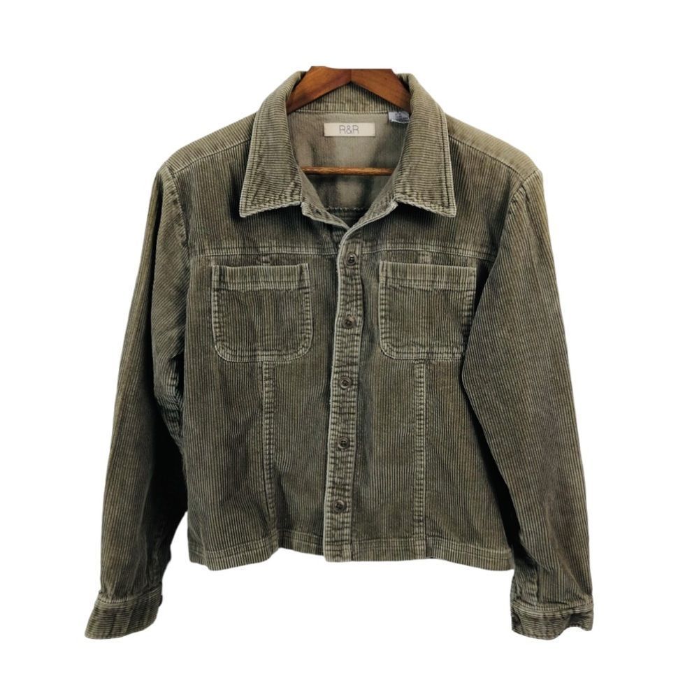 4/$45 R&R Khaki Green Corduroy Jacket Medium (10-12)